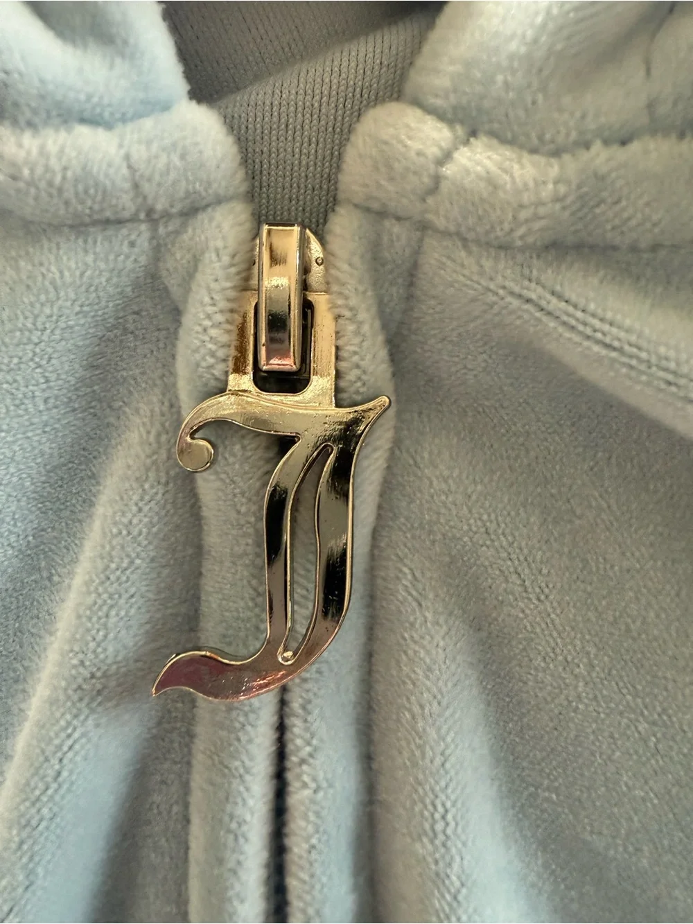 Juicy‎ Couture Hoodie Women’s Size XL Blue OG Big Bling Velour Y2K Cropped